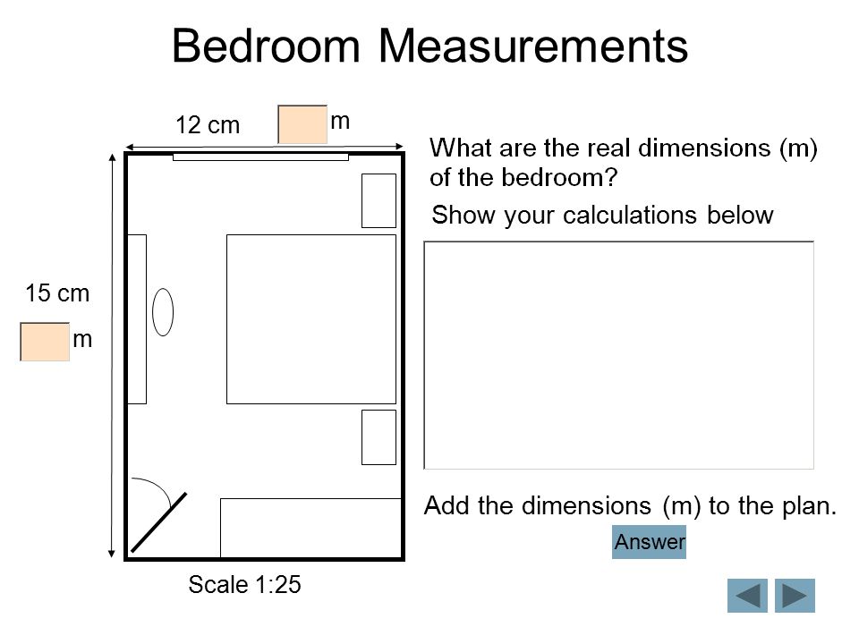 Bedroom Measurements 15 cm Add the dimensions (m) to the plan.