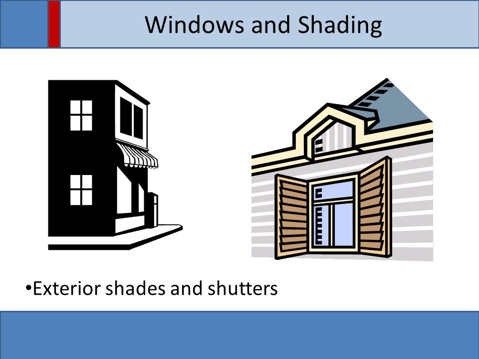 Windows and Shading Exterior shades and shutters