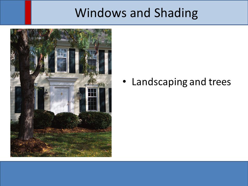 Windows and Shading Landscaping and trees