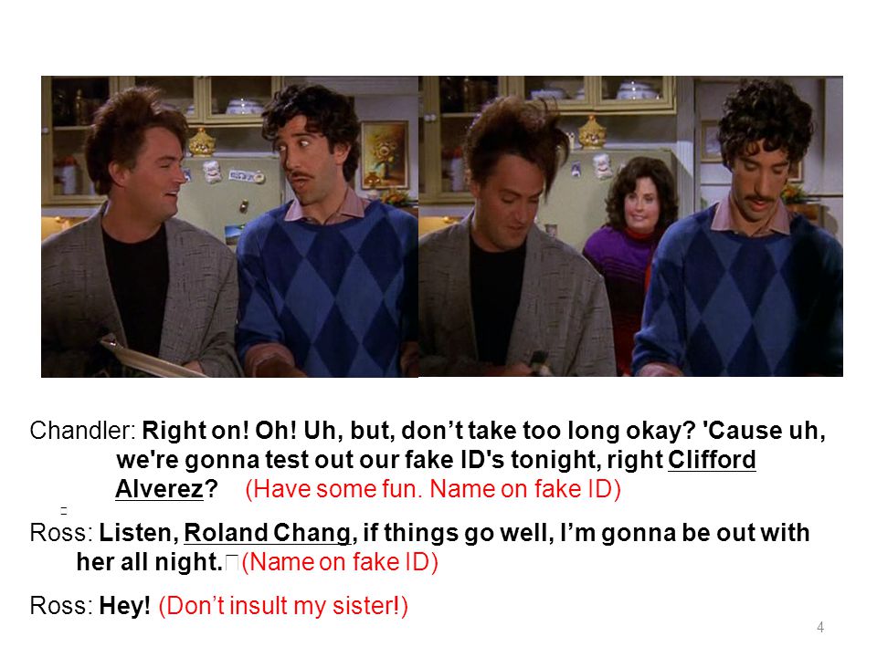 Ross And Chandler's Fake Id Names