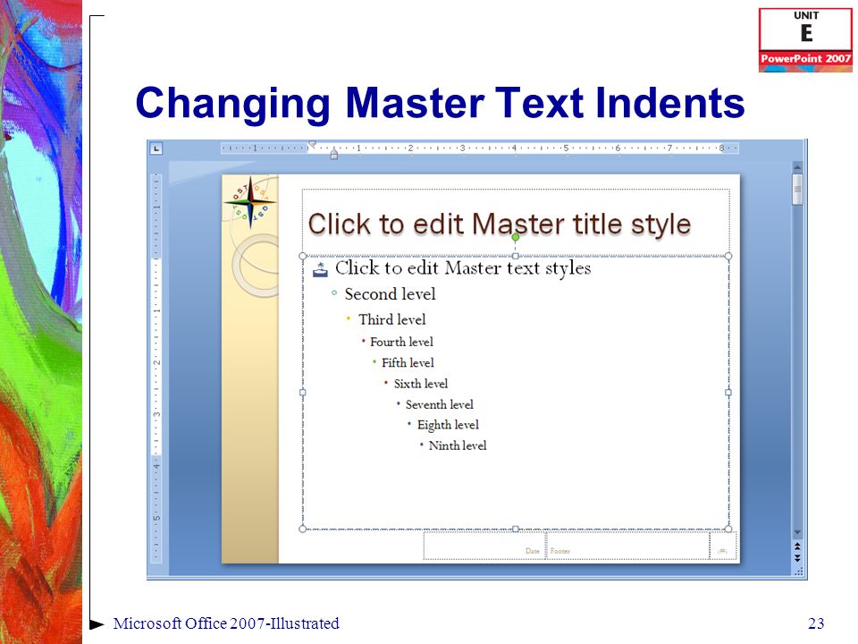 23Microsoft Office 2007-Illustrated Changing Master Text Indents