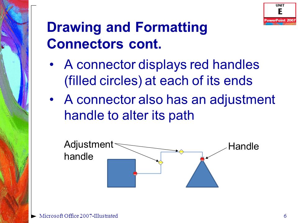 6Microsoft Office 2007-Illustrated Drawing and Formatting Connectors cont.