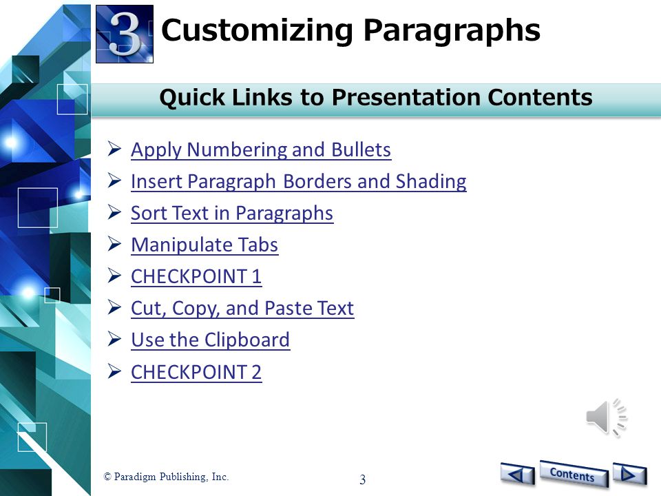 2 Word 2013 Level 1 Unit 1 Editing and Formatting Documents Chapter 3Customizing Paragraphs