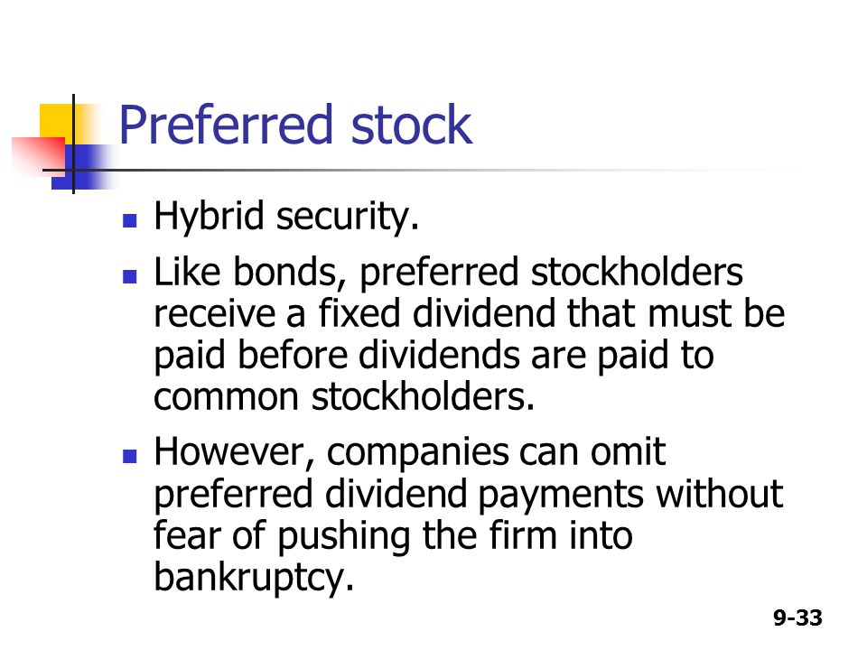 9-33 Preferred stock Hybrid security.