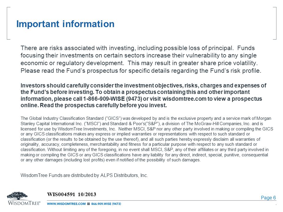 Important information There are risks associated with investing, including possible loss of principal.