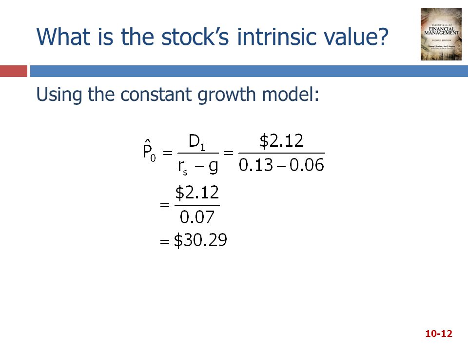 Using the constant growth model: What is the stock’s intrinsic value 10-12