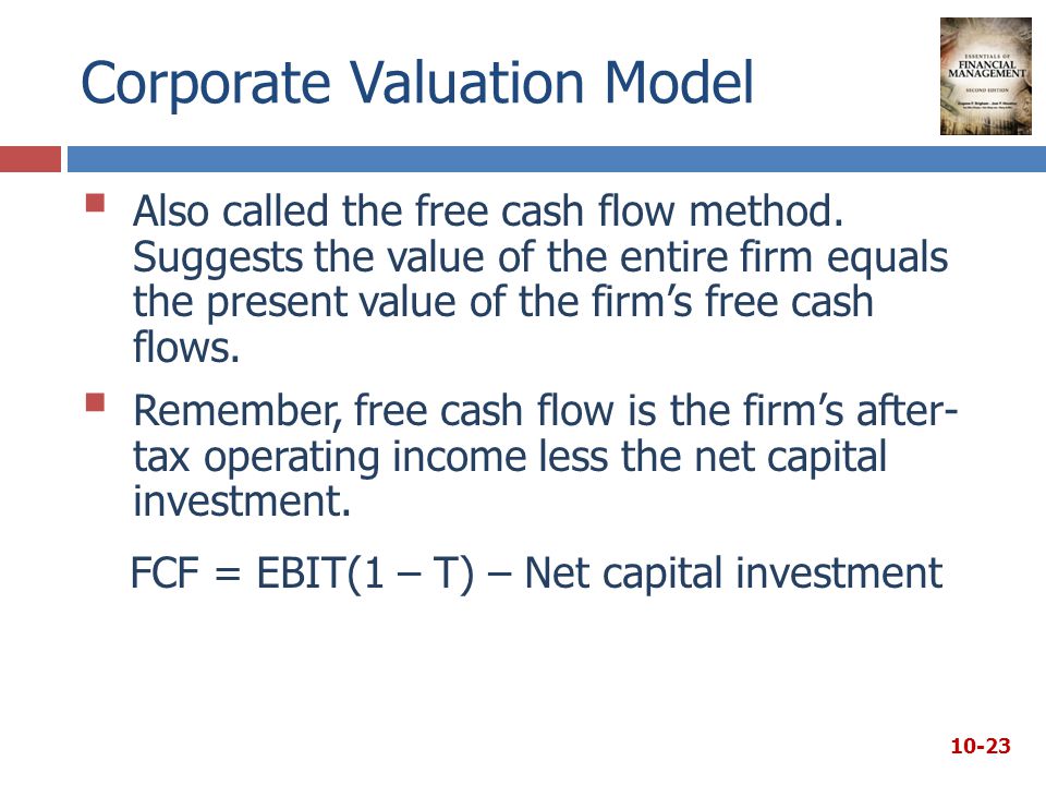 Corporate Valuation Model  Also called the free cash flow method.