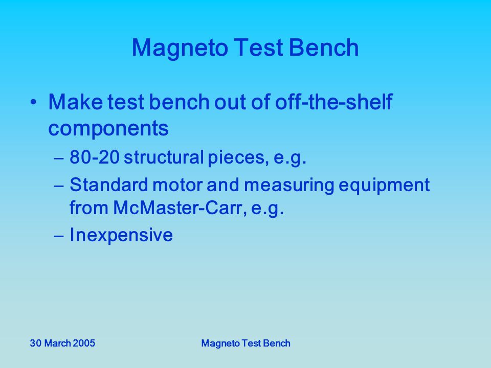 30 March 2005magneto Test Bench Thompson Aircraft Maintenance San
