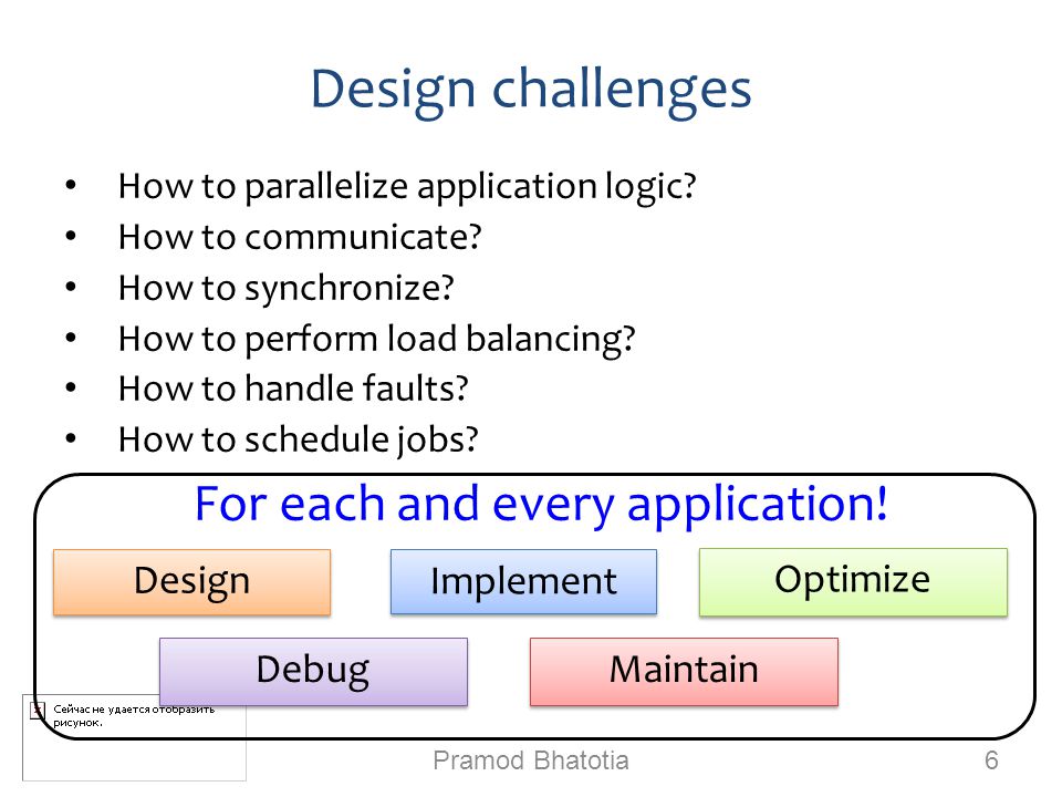 Design challenges How to parallelize application logic.