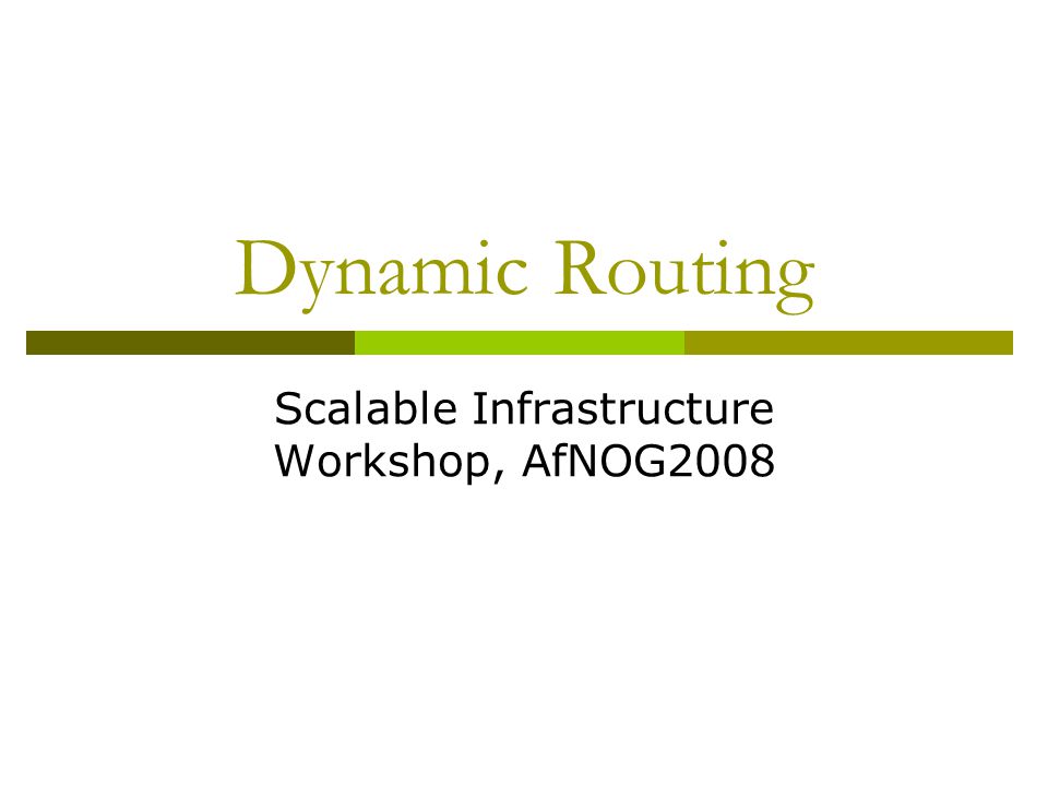 Dynamic Routing Scalable Infrastructure Workshop, AfNOG2008