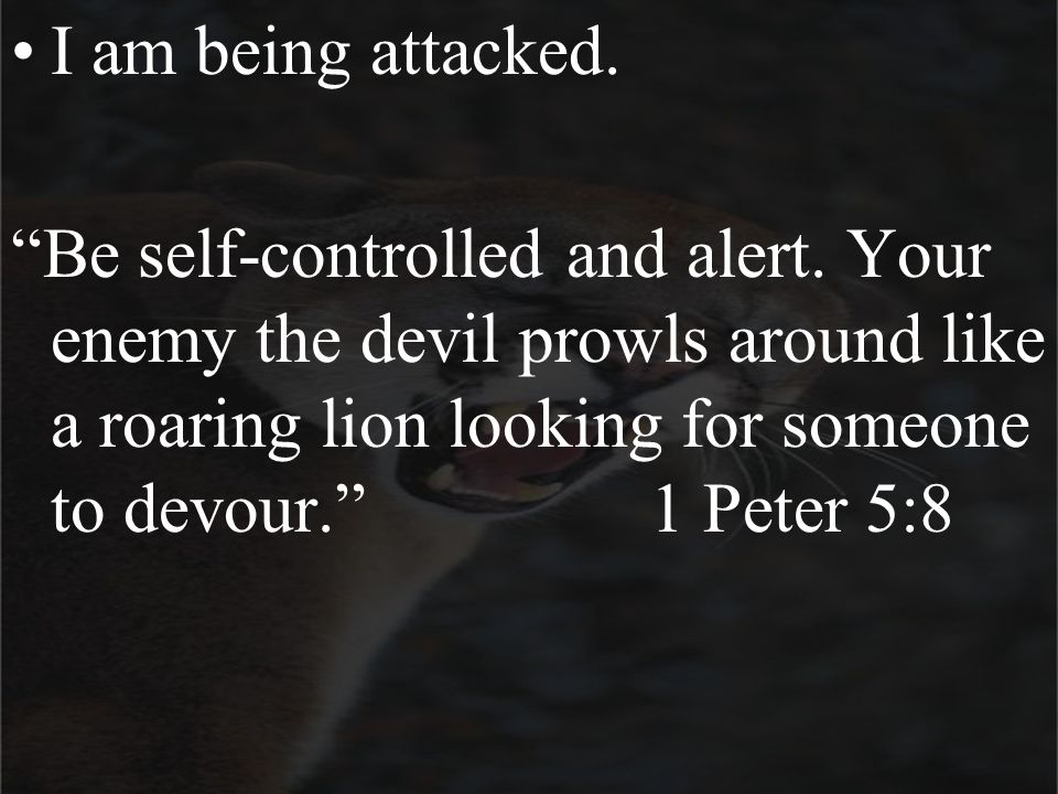 I am being attacked. Be self-controlled and alert.