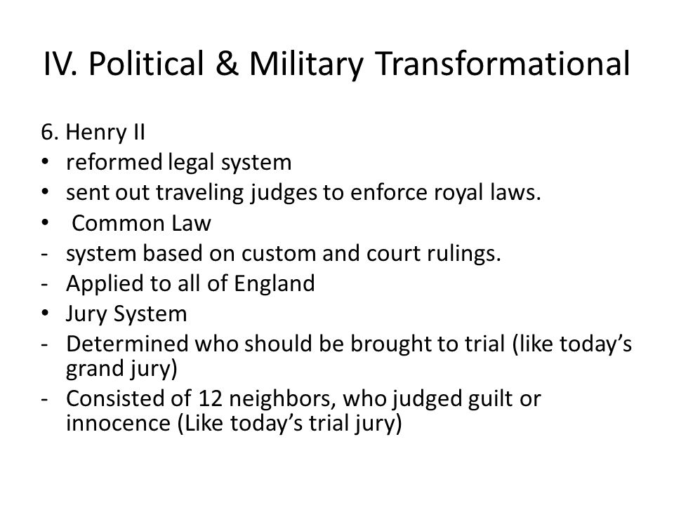 IV. Political & Military Transformational 6.