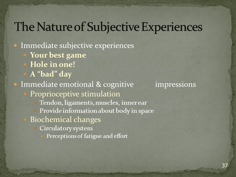 Experiences in Biochemical Perception