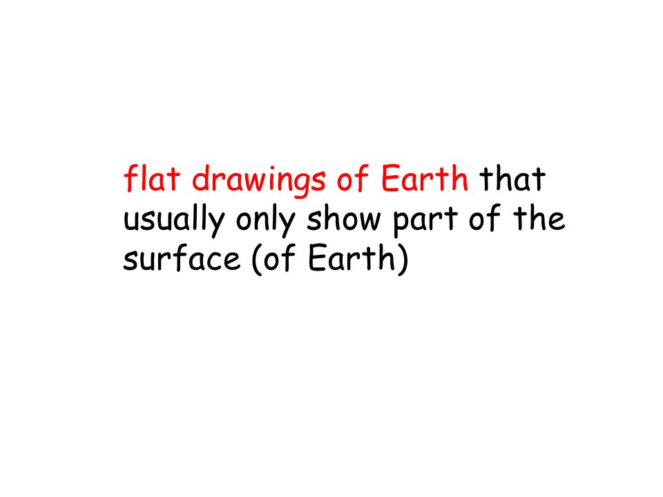 flat drawings of Earth that usually only show part of the surface (of Earth)