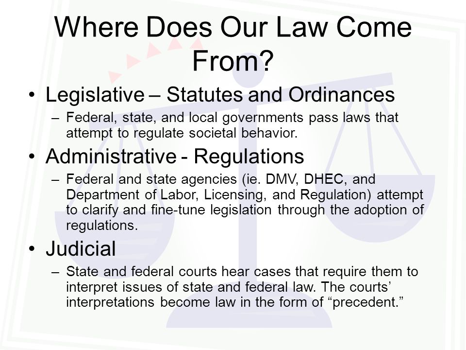Where Does Our Law Come From.