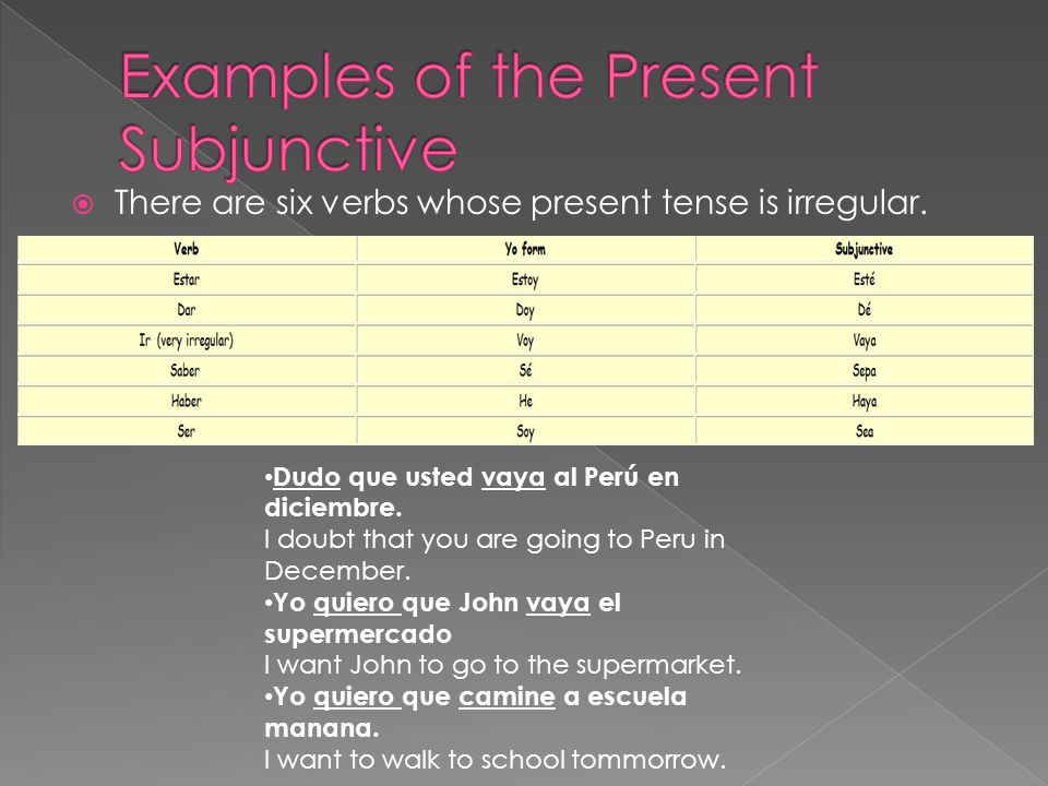  There are six verbs whose present tense is irregular.