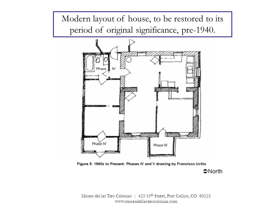 Modern layout of house, to be restored to its period of original significance, pre-1940.