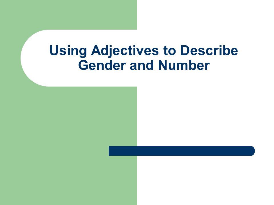 Using Adjectives to Describe Gender and Number