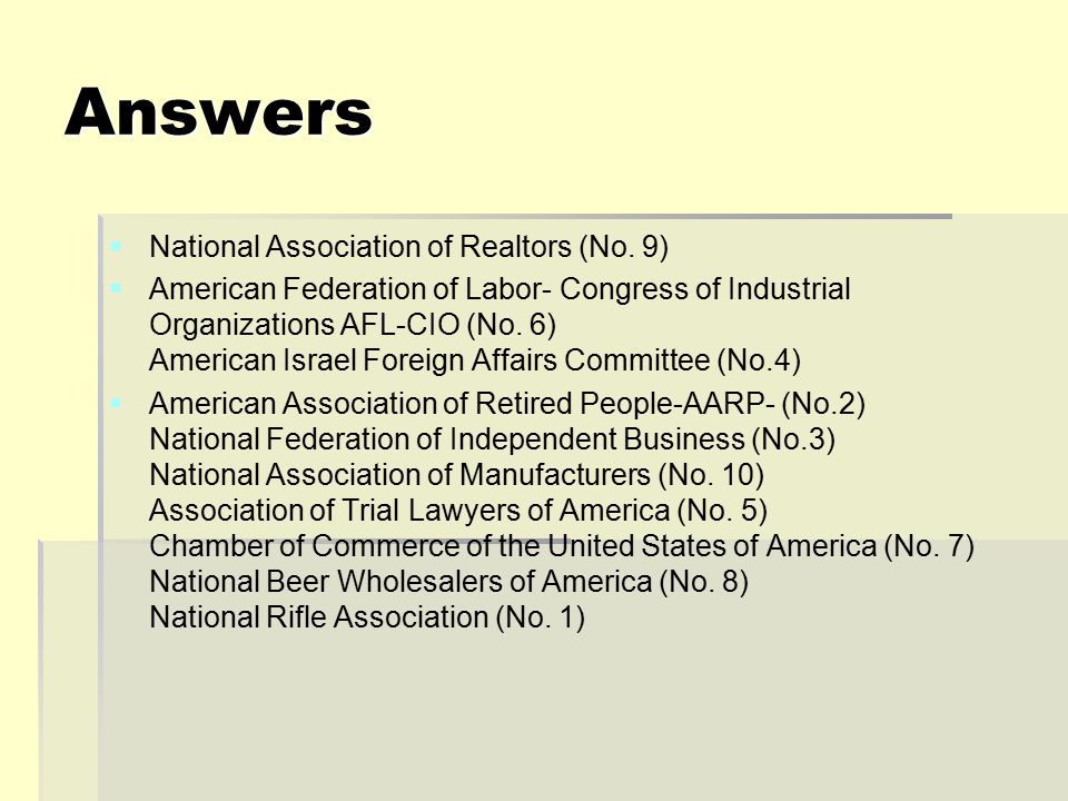 Answers   National Association of Realtors (No.