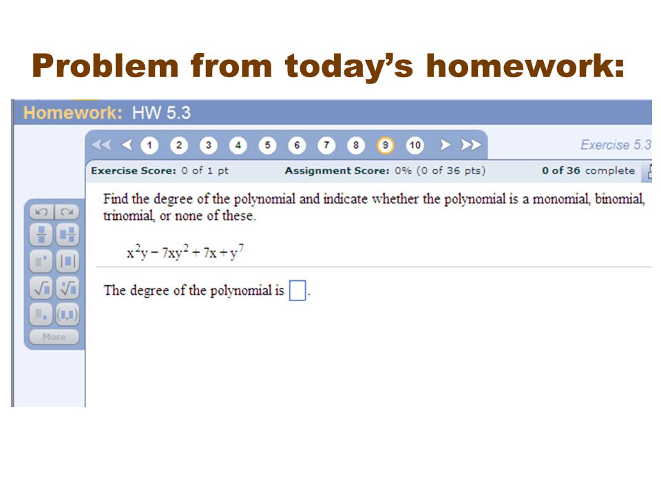 Problem from today’s homework: