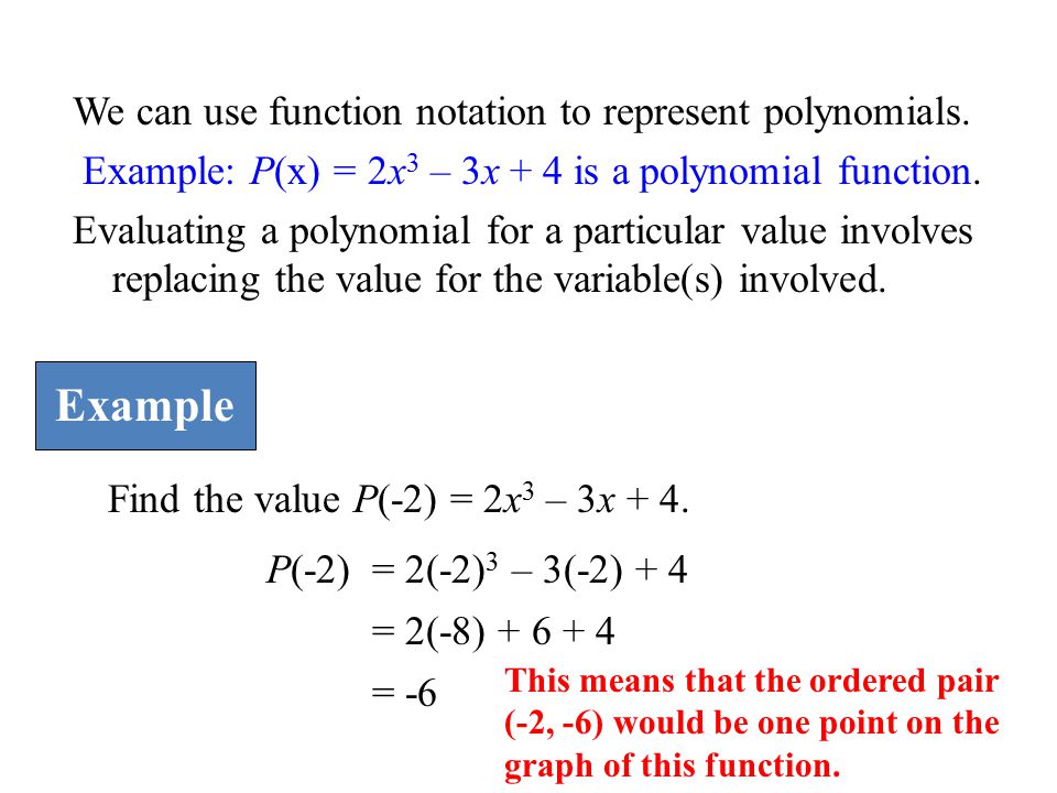 We can use function notation to represent polynomials.