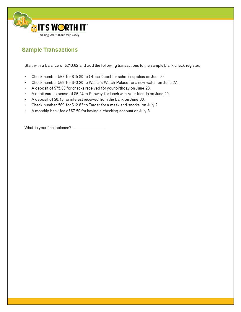 sample check register sample blank check register ppt download check sample