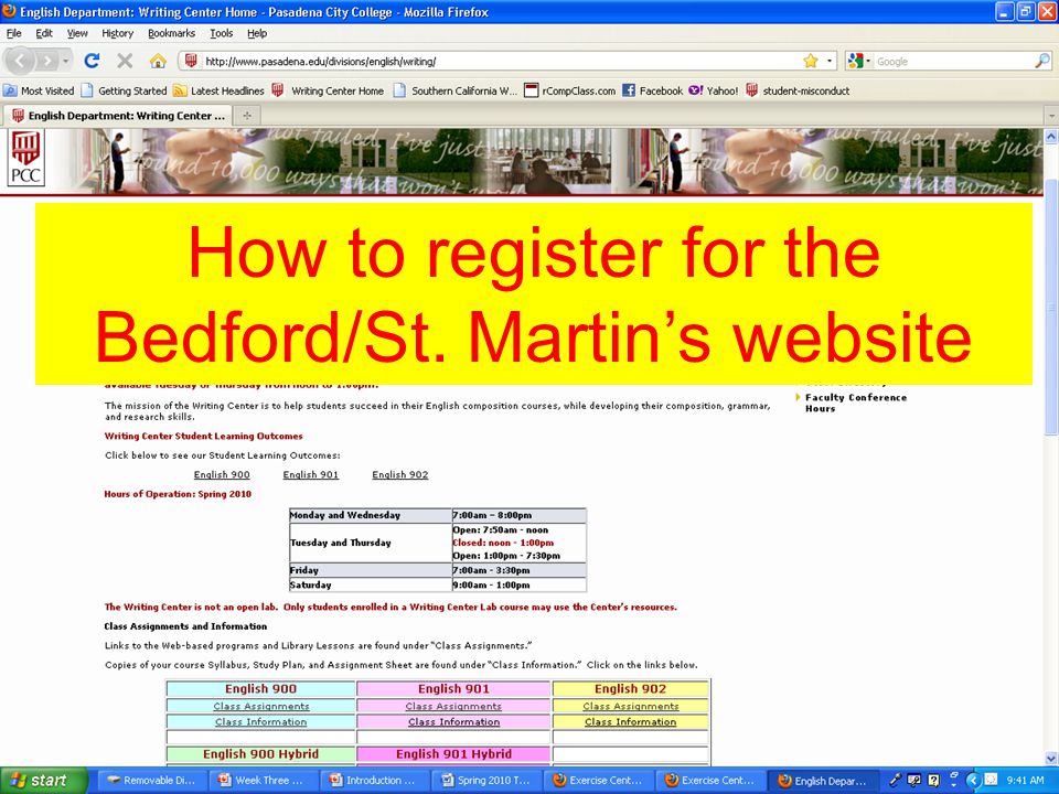 How to register for the Bedford/St. Martin’s website