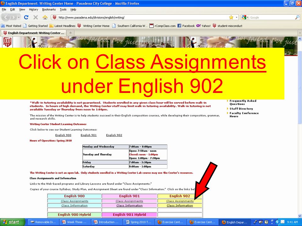 Click on Class Assignments under English 902
