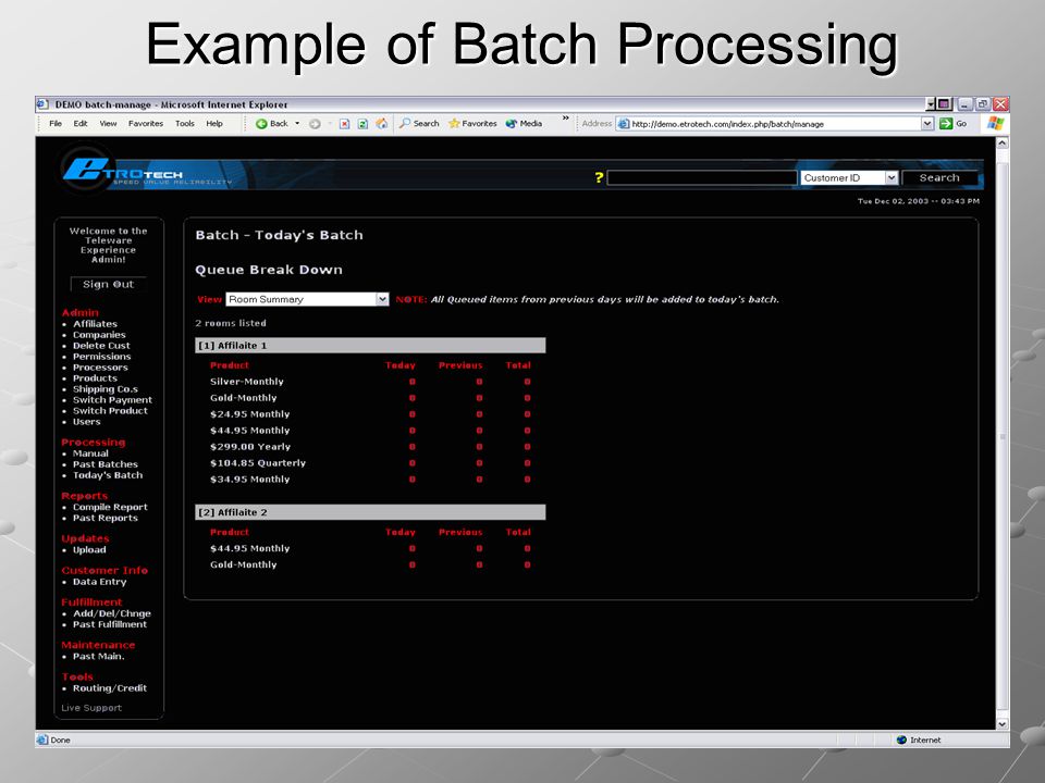 Example of Batch Processing