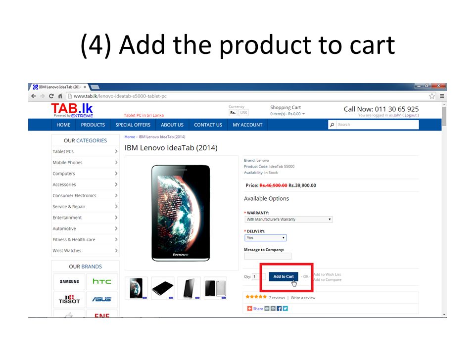 (4) Add the product to cart