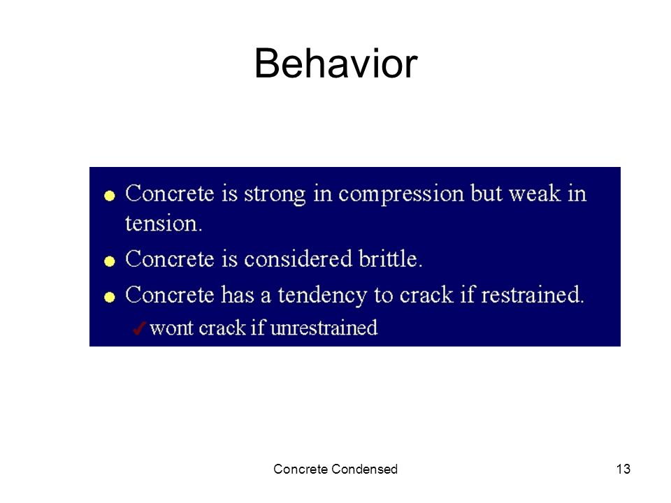 Concrete Condensed13 Behavior