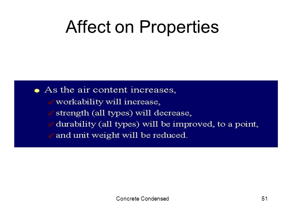 Concrete Condensed51 Affect on Properties