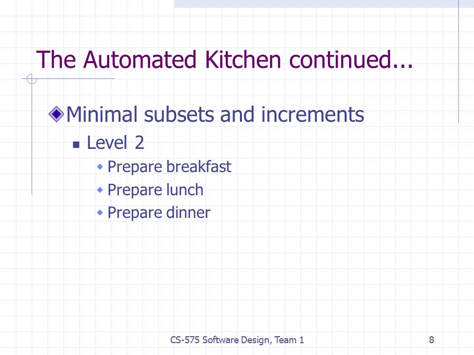CS-575 Software Design, Team 18 The Automated Kitchen continued...