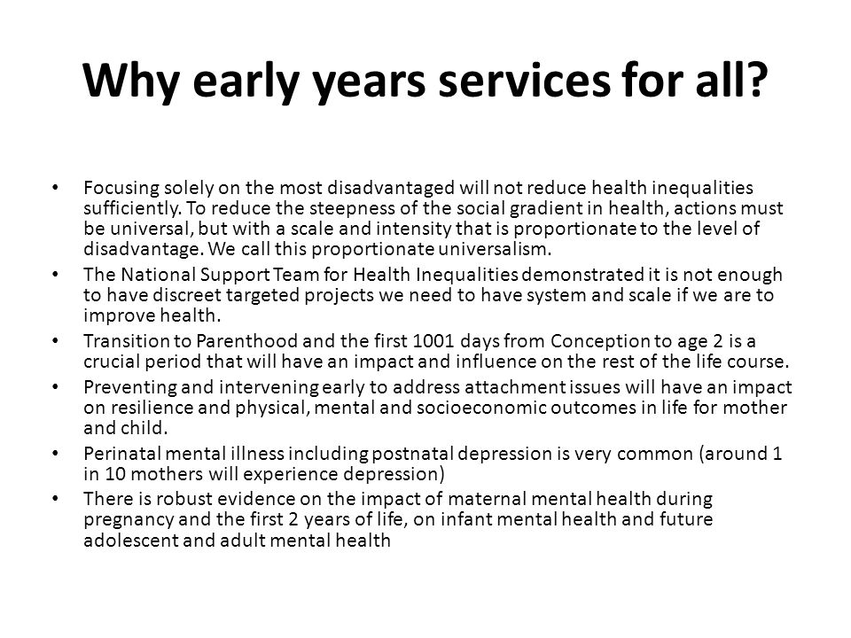 Why early years services for all.