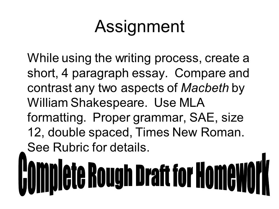Assignment While using the writing process, create a short, 4 paragraph essay.