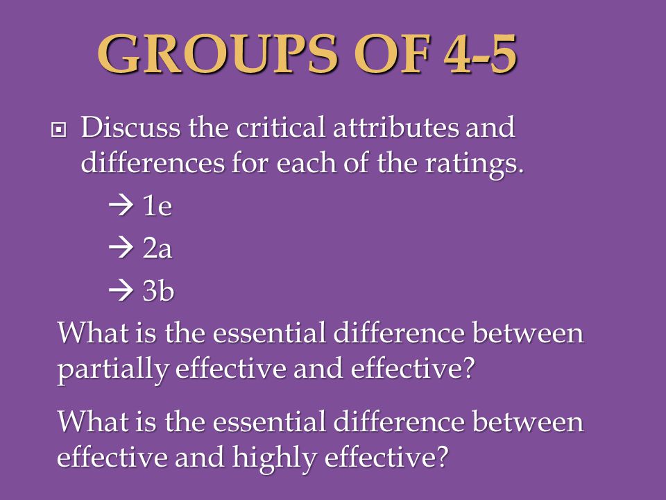  Discuss the critical attributes and differences for each of the ratings.