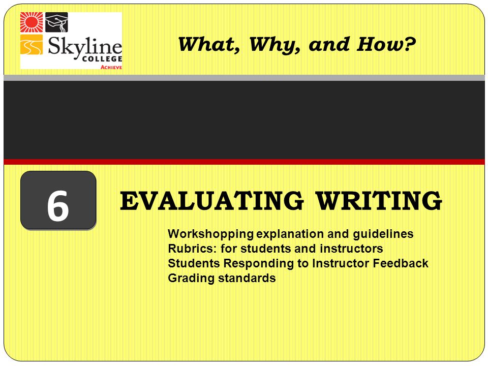 EVALUATING WRITING What, Why, and How.