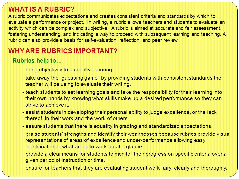 WHAT IS A RUBRIC.