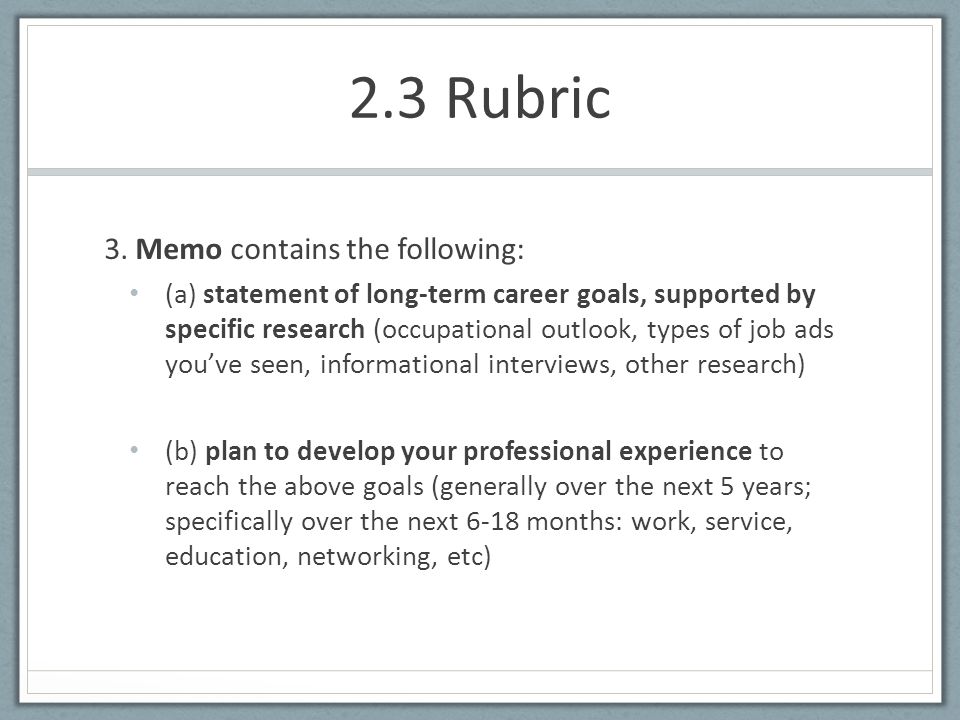 2 3 Rubric Technical And Professional Writing 2 3 Rubric 1 Resume