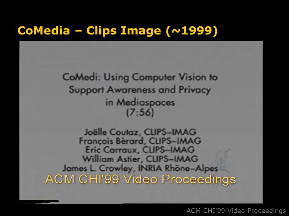 CoMedia – Clips Image (~1999) ACM CHI’99 Video Proceedings