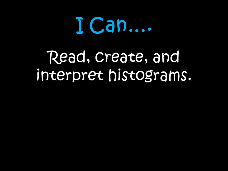 I Can…. Read, create, and interpret histograms.