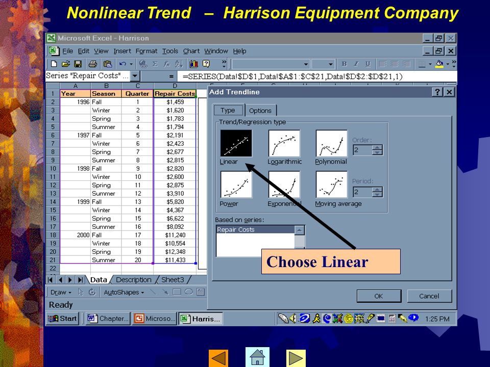 Choose Linear Nonlinear Trend – Harrison Equipment Company