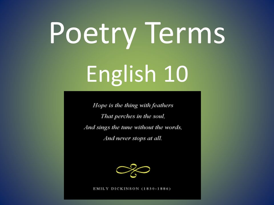 Poetry Terms English 10