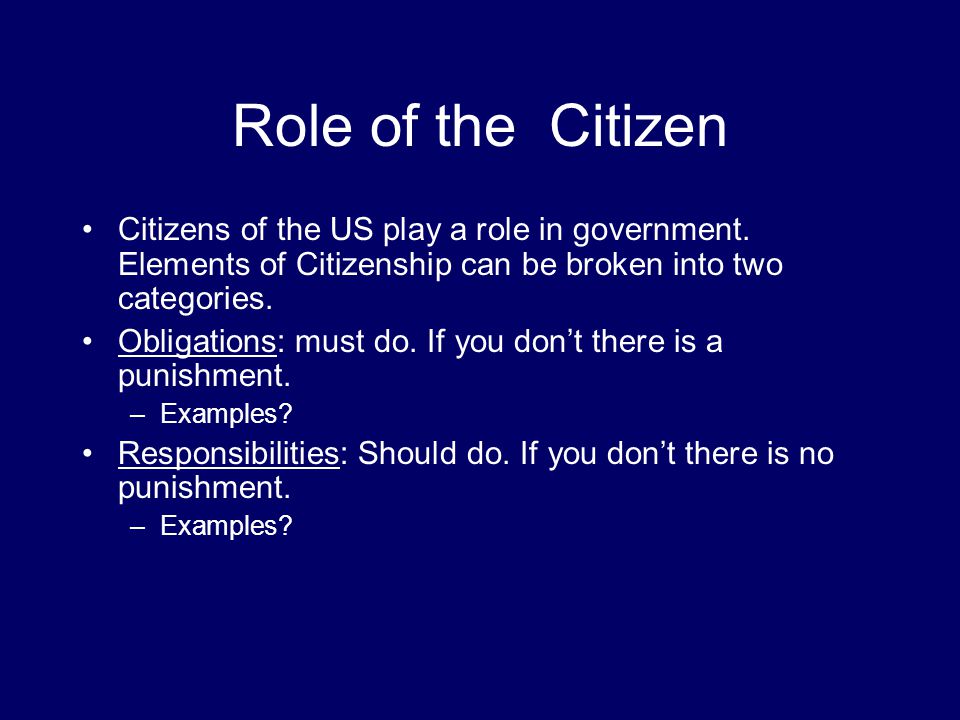 Elements Of Citizenship Opportunities Citizens Have To Impact Their  Government. - Ppt Download