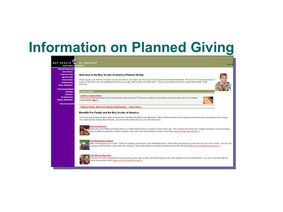 Information on Planned Giving