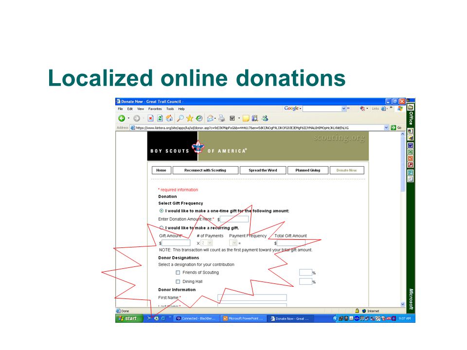 Localized online donations
