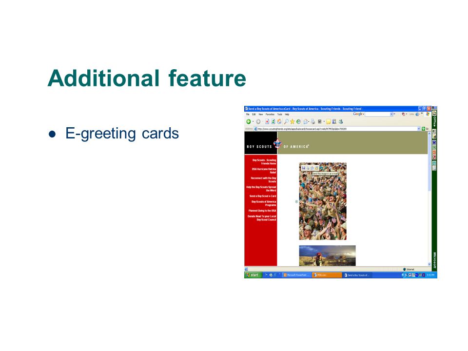 Additional feature E-greeting cards
