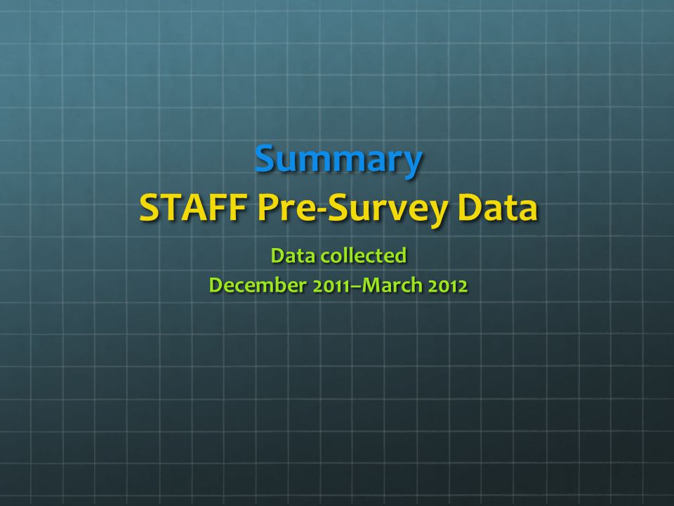 Summary STAFF Pre-Survey Data Data collected December 2011–March 2012
