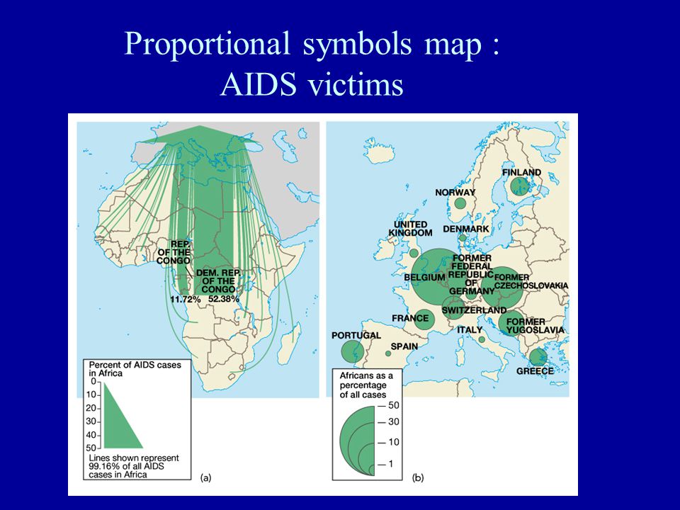 Proportional symbols map : AIDS victims