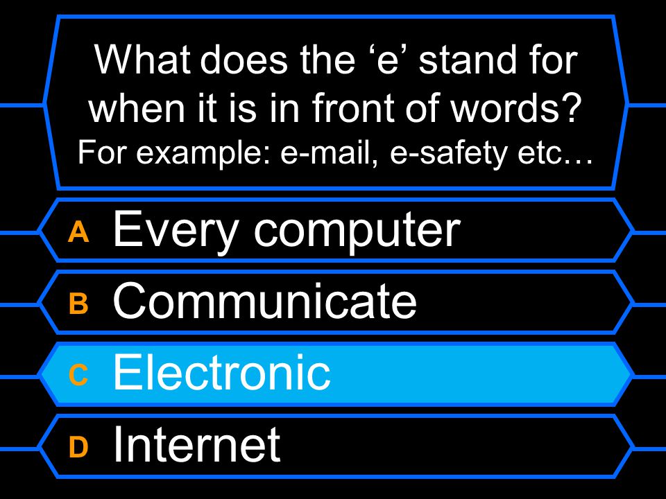 A Every computer B Communicate C Electronic D Internet